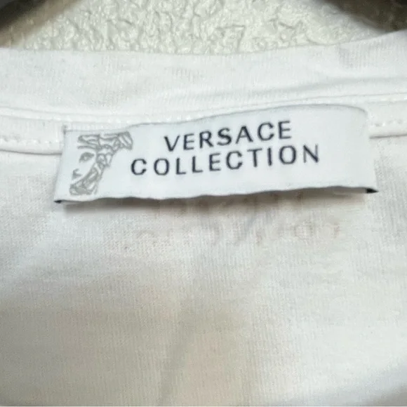 Versace Collection White T-Shirt Metallic Gold Logo - Picture 3 of 7